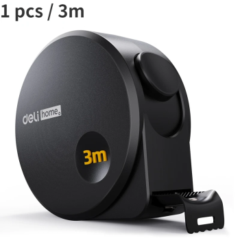 Deli 3M/5M Steel Measuring Tape – Heavy-Duty Black Tape Measure for Woodworking, Home, and DIY Projects